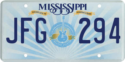MS license plate JFG294