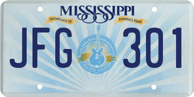 MS license plate JFG301