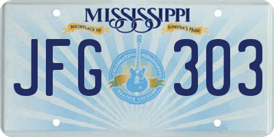 MS license plate JFG303