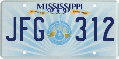 MS license plate JFG312