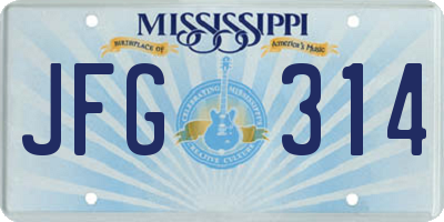 MS license plate JFG314