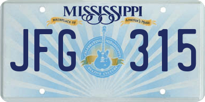 MS license plate JFG315