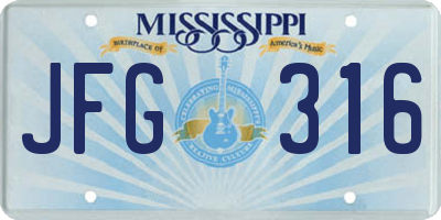 MS license plate JFG316