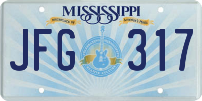 MS license plate JFG317