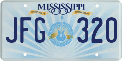 MS license plate JFG320
