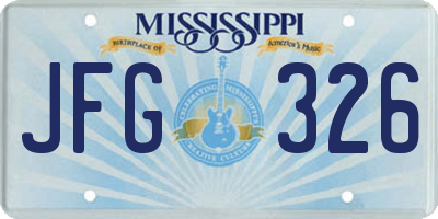 MS license plate JFG326