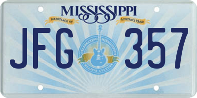 MS license plate JFG357