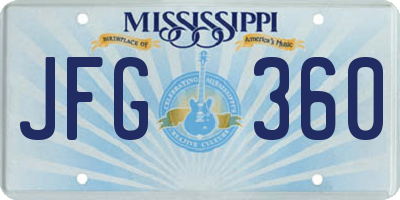 MS license plate JFG360