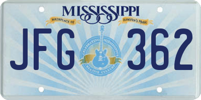 MS license plate JFG362