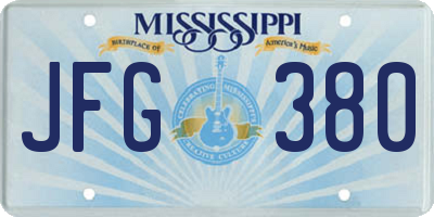 MS license plate JFG380