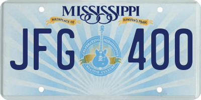 MS license plate JFG400