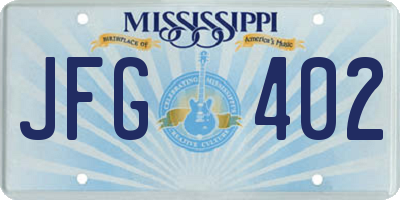 MS license plate JFG402
