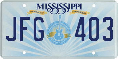 MS license plate JFG403