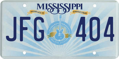 MS license plate JFG404