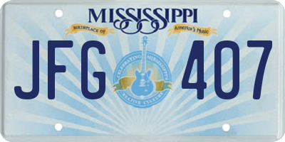 MS license plate JFG407