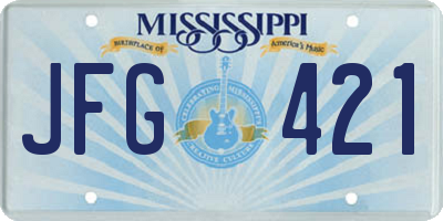 MS license plate JFG421
