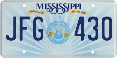 MS license plate JFG430