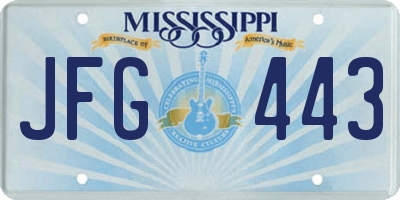 MS license plate JFG443