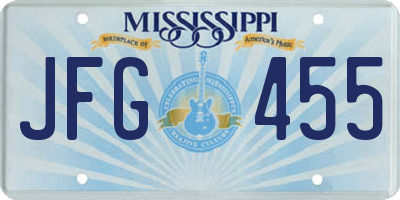 MS license plate JFG455