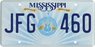 MS license plate JFG460