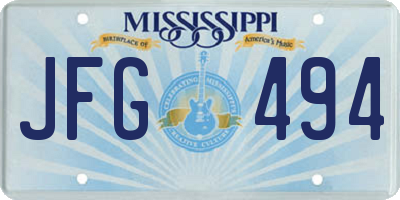 MS license plate JFG494