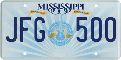 MS license plate JFG500