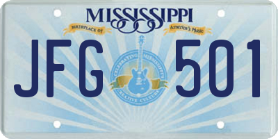 MS license plate JFG501