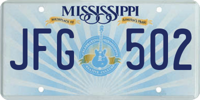 MS license plate JFG502