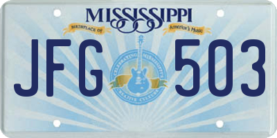 MS license plate JFG503