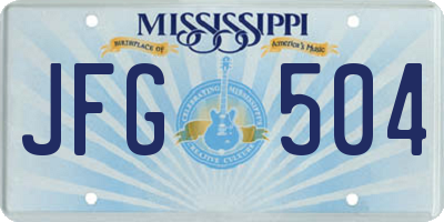 MS license plate JFG504
