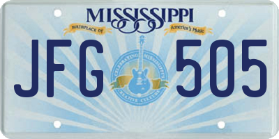 MS license plate JFG505