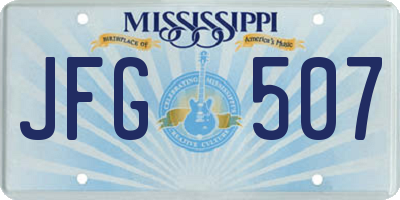 MS license plate JFG507