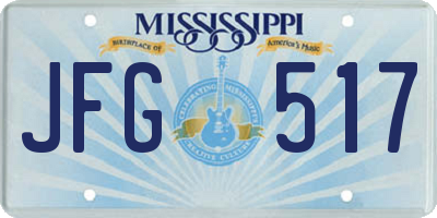 MS license plate JFG517