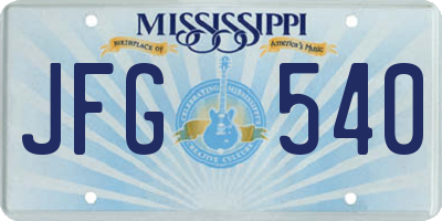 MS license plate JFG540