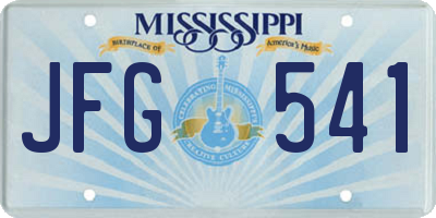 MS license plate JFG541