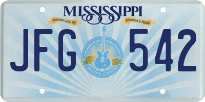 MS license plate JFG542