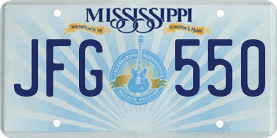 MS license plate JFG550
