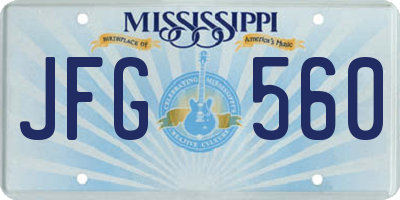 MS license plate JFG560