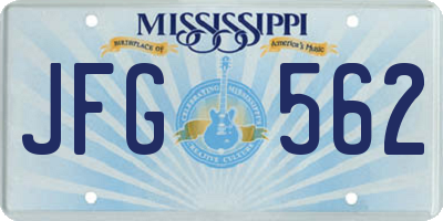 MS license plate JFG562