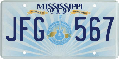 MS license plate JFG567