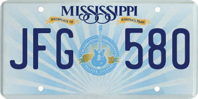 MS license plate JFG580