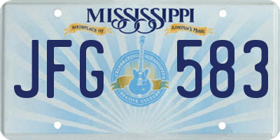 MS license plate JFG583