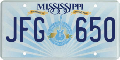 MS license plate JFG650