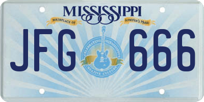 MS license plate JFG666