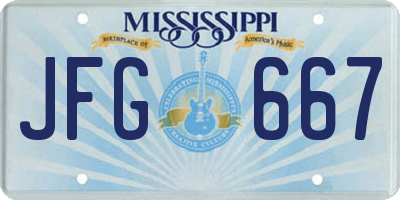 MS license plate JFG667