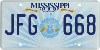 MS license plate JFG668