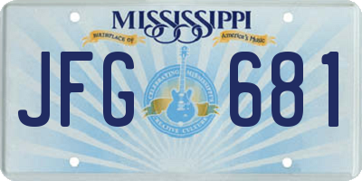 MS license plate JFG681