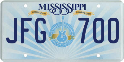 MS license plate JFG700