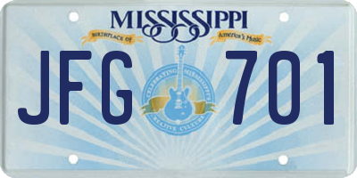 MS license plate JFG701