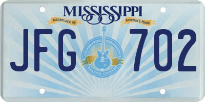 MS license plate JFG702